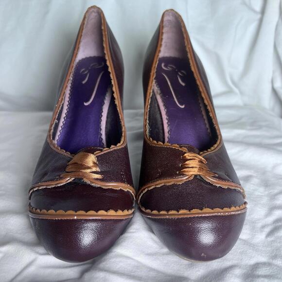 Poetic Licence London High Heel Brown Bronze Shoes Size EUC 39.5 - 9-9.5 US - Picture 1 of 9